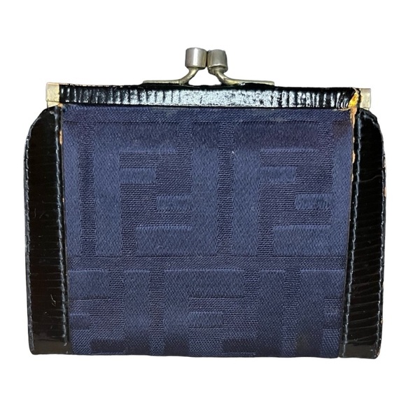 Vintage Fendi Coin purse in deep navy blue- EUC Rare Find